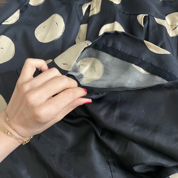 SOLDKate Spade 100 💯 Silk Blend Skirt size 6 black cream - Picture 9 of 10